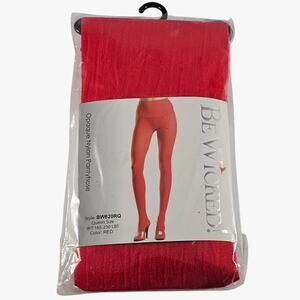 New Be Wicked Pantyhose Plus Queen Size Red Opaque Nylon Tights Lingerie Costume